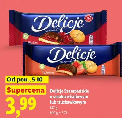 Delicje Szampańskie o smaku wiśniowym promocja w Lidl