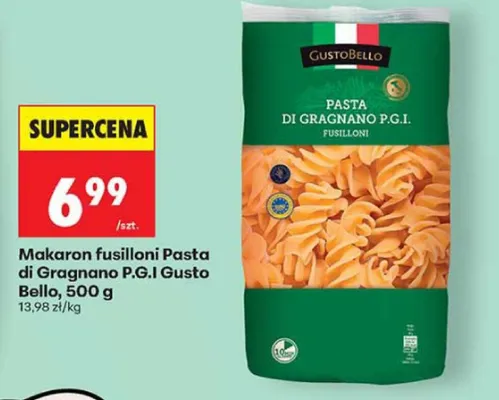 Makaron fusilloni Pasta di Gragnano P.G.I Gusto Bello promocja w Biedronka