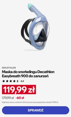 Maska do snorkelingu Decathlon Easybreath 900 do zanurzeń promocja w Decathlon