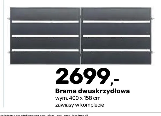 Brama ogrodzeniowa dwuskrzydłowa Milan promocja w Bricomarche