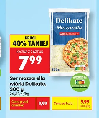 Ser mozzarella wiórki Delikate promocja w Biedronka