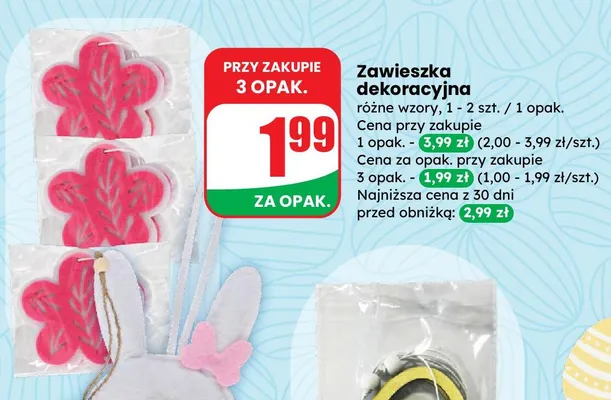 Zawieszka dekoracyjna różne wzory promocja w Dino