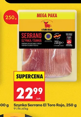 Szynka Serrano El Toro Rojo promocja w Biedronka