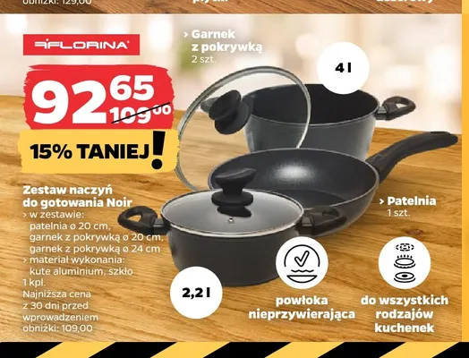 Zestaw naczyń do gotowania Noir Florina promocja w Netto