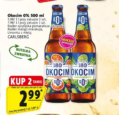 Piwo bezalkoholowe Okocim Radler mango marakuja promocja w Prim Market