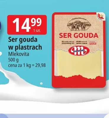 Ser Gouda w plastrach Mlekovita promocja w Leclerc