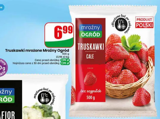 Truskawki mrożone całe bez szypułek Mroźny Ogród promocja w Dino