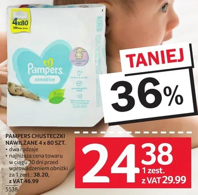 Chusteczki PAMPERS nawilżane 4 x 80 szt. promocja w Selgros