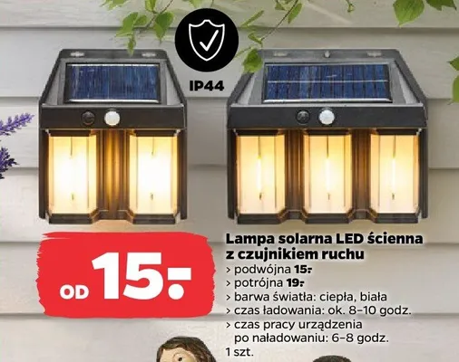 Lampa solarna LED ścienna z czujnikiem ruchu podwójna IP44 Netto promocja w Netto