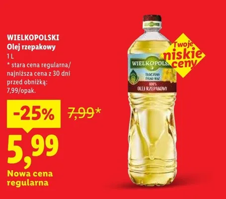 Olej rzepakowy Wielkopolski promocja w Lidl