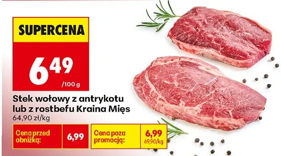 Stek wołowy z antrykotu lub z rostbefu  promocja w Biedronka
