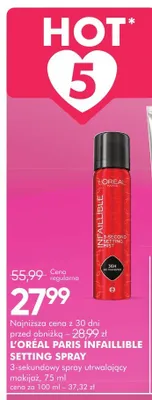 Spray utrwalający makijaż L'Oréal Paris Infaillible 3-Second Setting Mist promocja w Super-Pharm