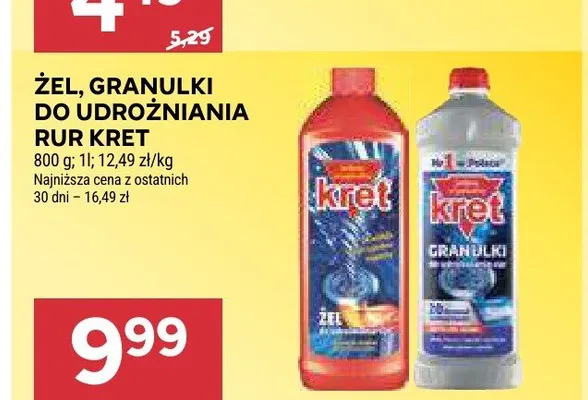 Żel do udrożniania rur Kret promocja w Stokrotka