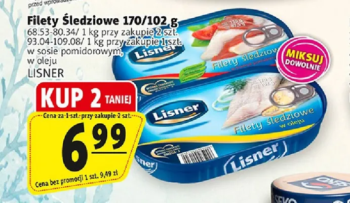 Filety śledziowe w sosie pomidorowym Lisner promocja w Prim Market