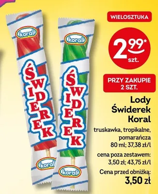 Lody Świderek Koral pomarańcza promocja w Żabka