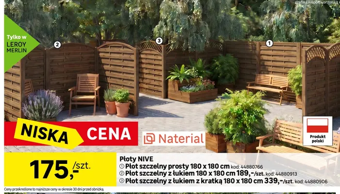 Płot szczelny prosty Naterial Nive promocja w Leroy Merlin
