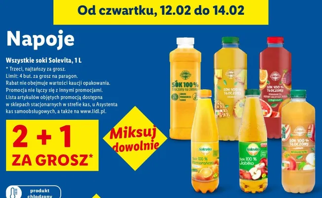 Soki Solevita różne rodzaje promocja w Lidl