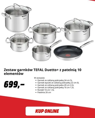 Zestaw garnków Tefal Duetto+ z patelnią 10 elementów promocja w Media Markt