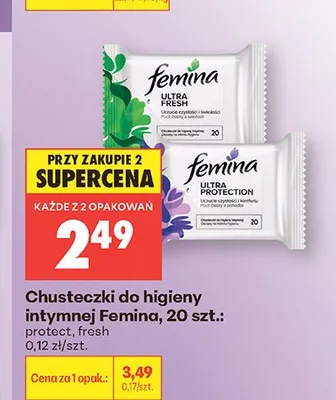 Chusteczki do higieny intymnej Femina Ultra Protection promocja w Biedronka