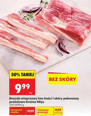 Boczek wieprzowy bez kości i skóry pakowany próżniowo promocja w Biedronka