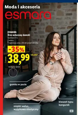 Dres welurowy damski Esmara promocja w Lidl
