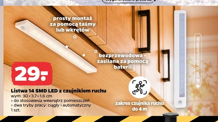 Listwa 14 Smd LED z czujnikiem ruchu promocja w Netto