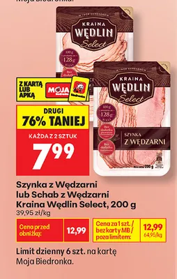 Schab z wędzarni Kraina Wędlin Select promocja w Biedronka