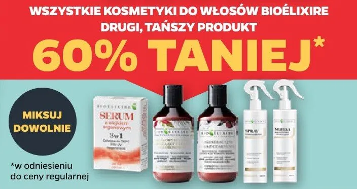Wszystkie kosmetyki do włosów Bioelixire DRUGI -60% promocja w Netto