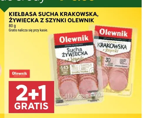 Kiełbasa sucha krakowska z szynki Olewnik promocja w Stokrotka