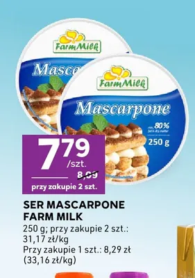 Ser mascarpone Farm Milk promocja w Stokrotka