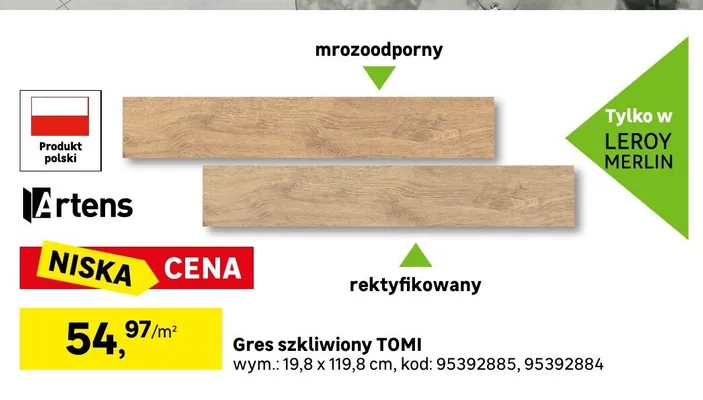 Gres szkliwiony Tomi Artens 19,8x119,8 cm promocja w Leroy Merlin