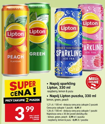 Napój sparkling Lipton Ice Tea Raspberry promocja w Twój Market