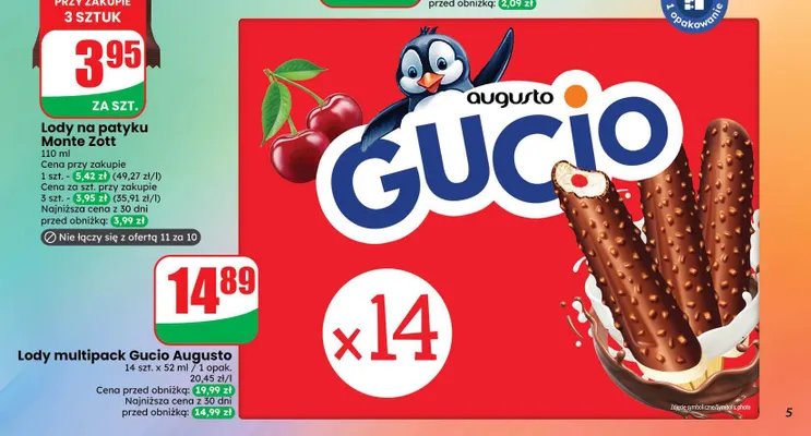 Lody multipack Gucio Augusto 14-pak promocja w Dino