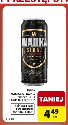 Piwo Warka Strong promocja w Carrefour Market
