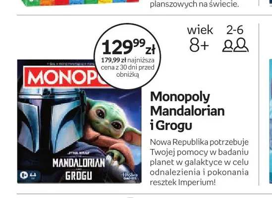 Gra Monopoly Mandalorian i Grogu promocja w Empik