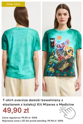 T-shirt oversize damski bawełniany z elastanem z kolekcji Kit Mizeres x Medicine promocja w Medicine
