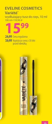 Wydłużający tusz do rzęs Variété Eveline Cosmetics promocja w Hebe