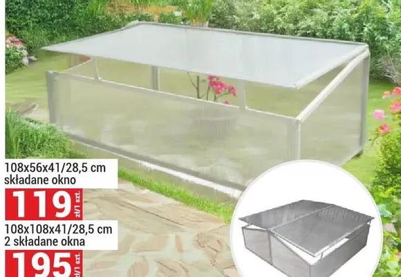 Szklarnia ogrodowa aluminiowa konstrukcja 108x56x41/28,5 cm składane okno promocja w Merkury Market