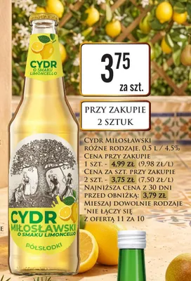 Cydr Miłosławski o smaku Limoncello promocja w Dino