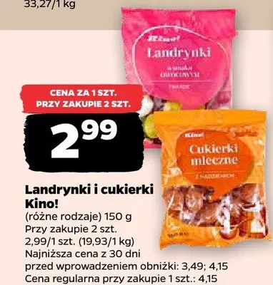 Landrynki i cukierki mleczne Kino! promocja w Netto