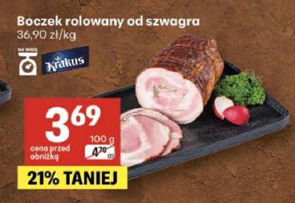 Boczek rolowany od szwagra Krakus promocja w Delikatesy Centrum
