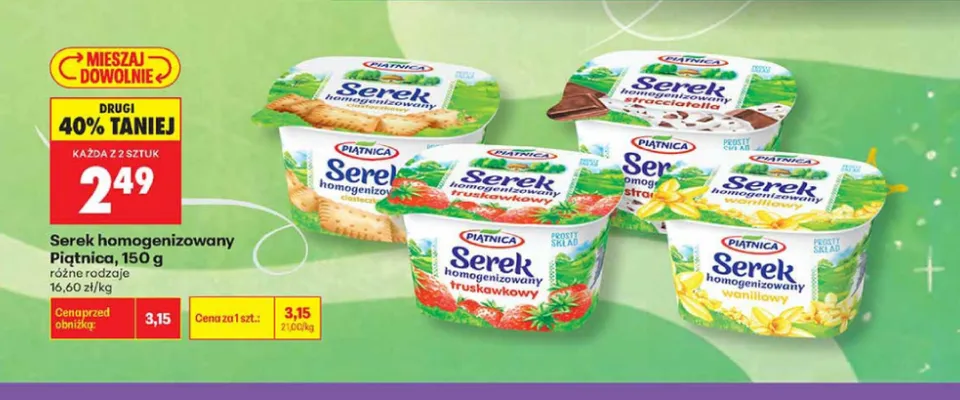 Serek homogenizowany Piątnica truskawkowy promocja w Biedronka