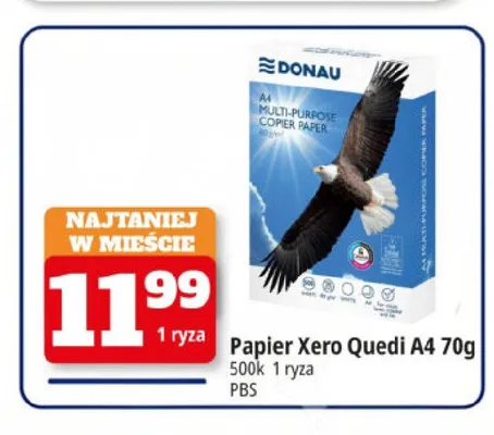 Papier ksero Donau Quedi A4 70 g promocja w Leclerc