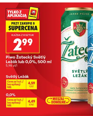 Piwo bezalkoholowe Žatecký promocja w Biedronka