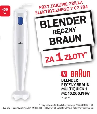 Blender ręczny Braun Multiquick 1 MQ10.000.PHW 703878 promocja w Selgros