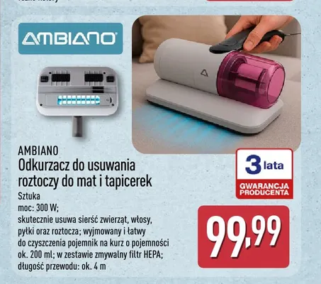 Odkurzacz do usuwania roztoczy do mat i tapicerek Ambiano promocja w Aldi