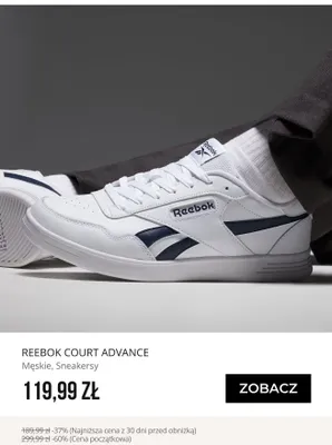 Sneakersy męskie Reebok Court Advance promocja w Sizeer