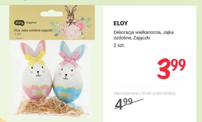 Dekoracja wielkanocna, Jajka ozdobne, Zajączki promocja w Rossmann