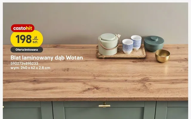 Blat laminowany dąb Wotan 240x62x2,8 cm promocja w Castorama