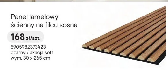 Panel lamelowy ścienny na filcu sosna czarny/akacja soft 30x265cm promocja w Castorama